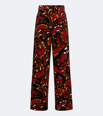 Dries Van Noten Printed Cotton-blend Wide-leg Pants In Multicoloured