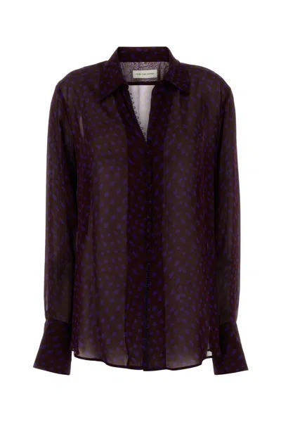 Dries Van Noten Printed Crepe Celinas Shirt In Purple