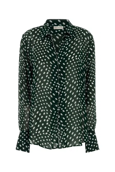 Dries Van Noten Green Shirt With Irregular Polka Dot Print Women