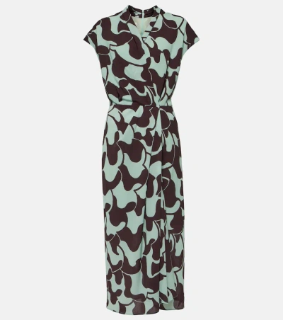 Dries Van Noten Printed Crêpe Midi Dress In Mint