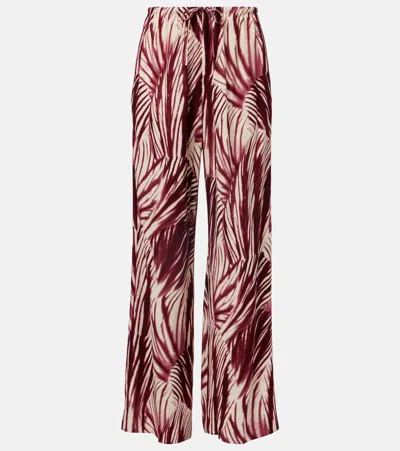 DRIES VAN NOTEN PRINTED CRÊPE WIDE-LEG PANTS