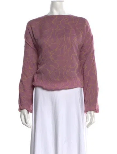 Pre-owned Dries Van Noten Printed Crew Neck Blouse In Purple