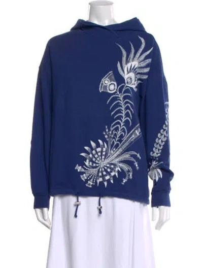 Pre-owned Dries Van Noten Printed Crew Neck Hoodie In Blue