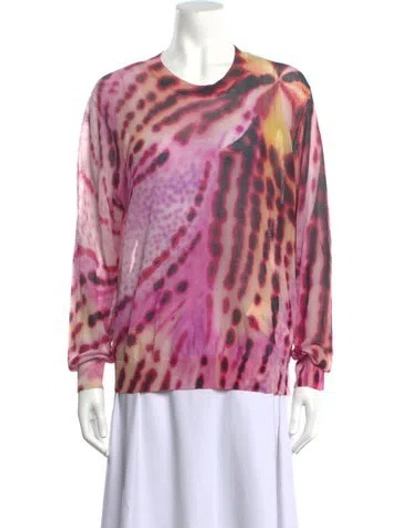Pre-owned Dries Van Noten Printed Crew Neck Sweater In Pink