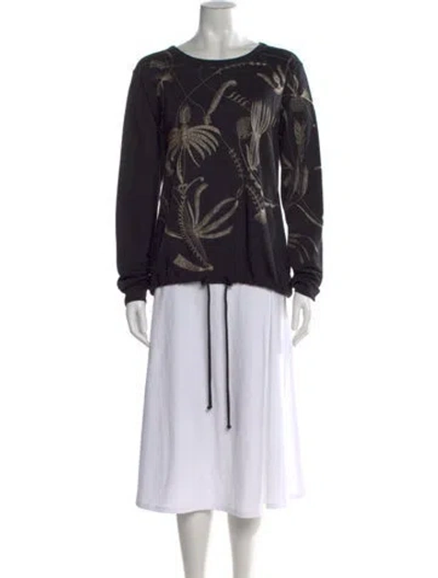 Pre-owned Dries Van Noten Printed Crew Neck Sweatshirt In Black