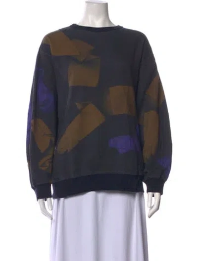 Pre-owned Dries Van Noten Printed Crew Neck Sweatshirt In Purple