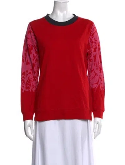 Pre-owned Dries Van Noten Printed Crew Neck Sweatshirt In Red