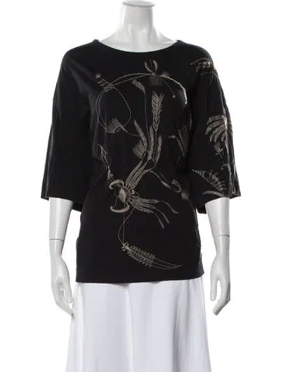 Pre-owned Dries Van Noten Printed Crew Neck Top In Black