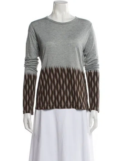 Pre-owned Dries Van Noten Printed Crew Neck Top In Gray