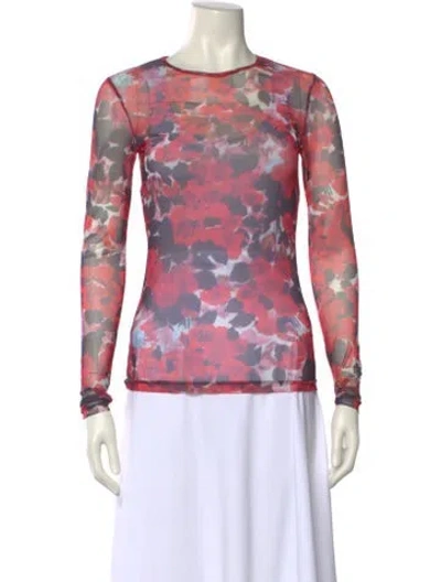 Pre-owned Dries Van Noten Printed Crew Neck Top In Red