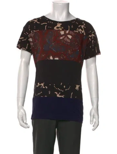 Pre-owned Dries Van Noten Printed Crew Neck T-shirt In Black
