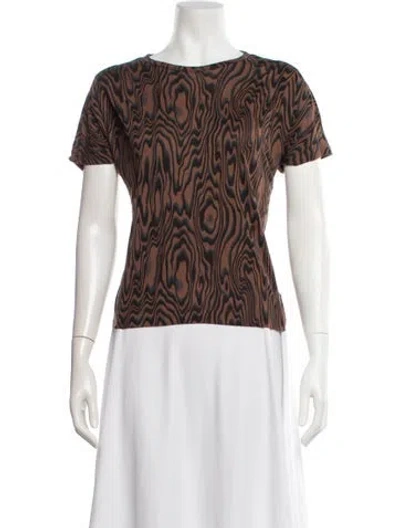 Pre-owned Dries Van Noten Printed Crew Neck T-shirt In Brown