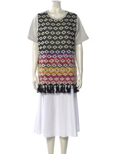 Pre-owned Dries Van Noten Printed Crew Neck Tunic In Yellow