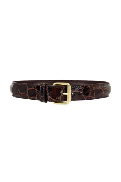Dries Van Noten Printed Croc Belt In Brown