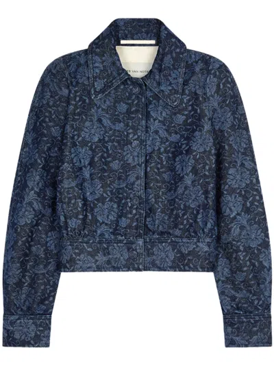 Dries Van Noten Cropped Denim Jacket In Blue
