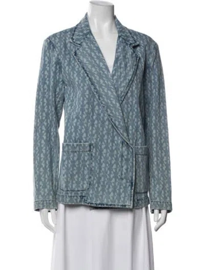 Pre-owned Dries Van Noten Printed Denim Jacket In Blue