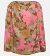 Dries Van Noten Printed Draped Blouse In Multicoloured