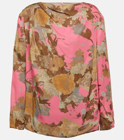 Dries Van Noten Printed Draped Blouse In Multicoloured