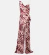 Dries Van Noten Printed Draped Crêpe Gown