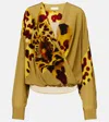 Dries Van Noten Camiel Leopard Orchid Print Faux Wrap Top In Green