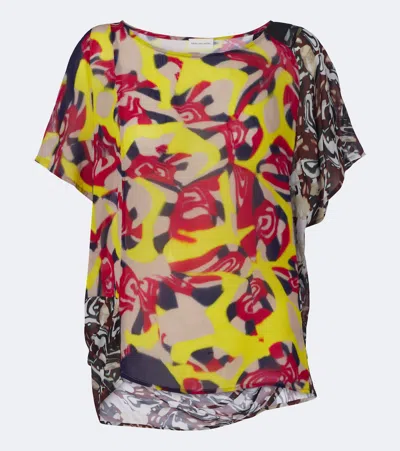 Dries Van Noten Printed Draped Top In Multi