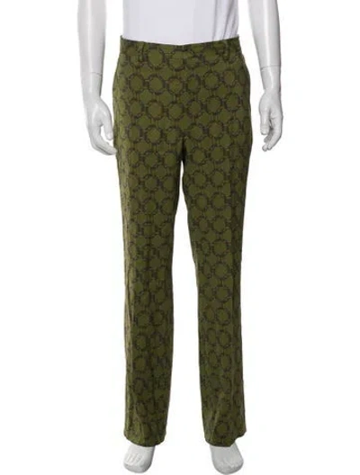 Pre-owned Dries Van Noten Printed Dress Pants In Green