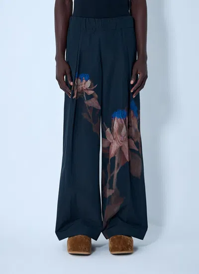 Dries Van Noten Printed Elasticated Pants In Black