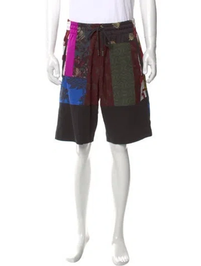 Pre-owned Dries Van Noten Printed Flat Front Shorts In Black