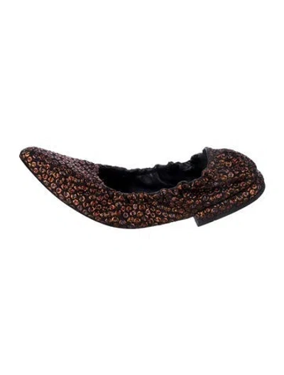 Pre-owned Dries Van Noten Printed Glitter Accents Ballet Flats In Black