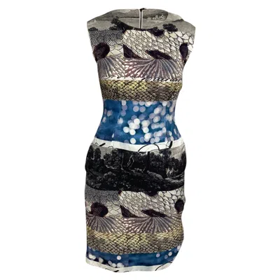 Dries Van Noten Printed Graphic Dress In Multicolor Linen