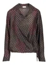 Dries Van Noten Printed Habotai Silk Blouse In Green