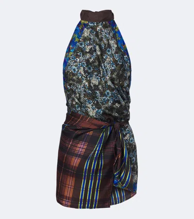 Dries Van Noten Printed Halterneck Silk Twill Minidress In Multi
