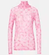 Dries Van Noten Printed High-neck Jersey Top In Pink