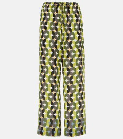 Dries Van Noten Printed High-rise Crêpe Wide-leg Pants In Multicoloured