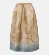 Dries Van Noten Printed High-rise Midi Skirt In Beige