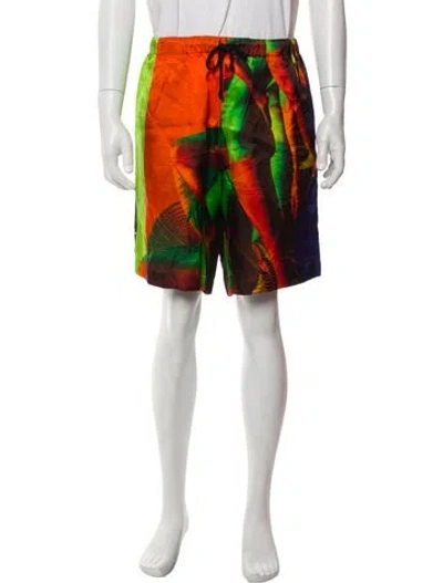 Pre-owned Dries Van Noten Printed Jogger Shorts In Orange