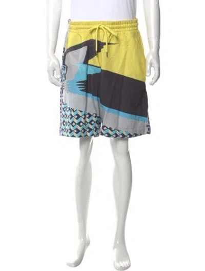 Pre-owned Dries Van Noten Printed Jogger Shorts In Yellow