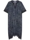 Dries Van Noten Lightweight Beach Kaftan Side Slits In Blue