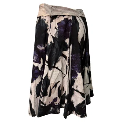 Dries Van Noten Printed Knee Length Skirt In Multicolor Cotton
