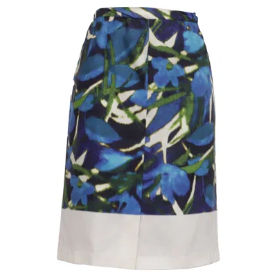 Dries Van Noten Printed Knee Length Skirt In Multicolor Silk In Black