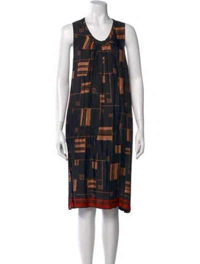 Pre-owned Dries Van Noten Printed Knee-length Dress In Black
