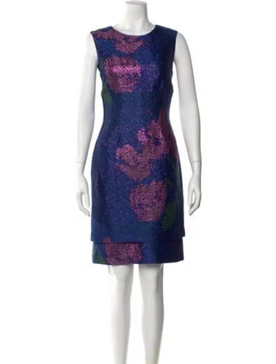 Pre-owned Dries Van Noten Printed Knee-length Dress In Blue
