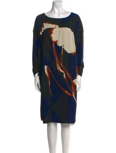 Pre-owned Dries Van Noten Printed Knee-length Dress In Blue