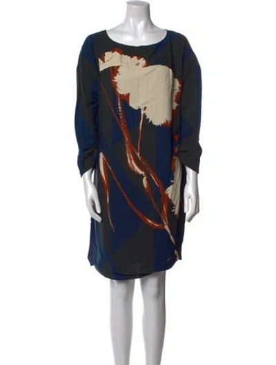 Pre-owned Dries Van Noten Printed Knee-length Dress In Blue
