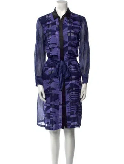 Pre-owned Dries Van Noten Printed Knee-length Dress In Blue