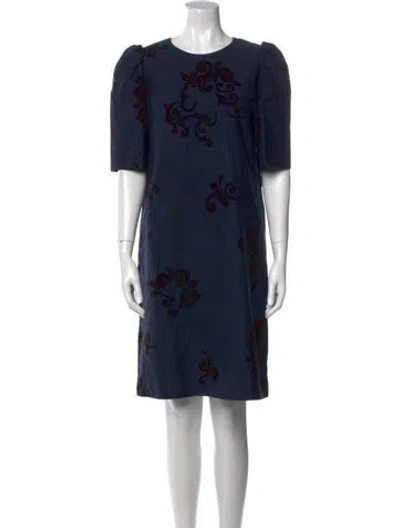 Pre-owned Dries Van Noten Printed Knee-length Dress In Blue