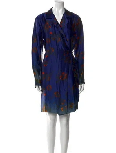 Pre-owned Dries Van Noten Printed Knee-length Dress In Blue