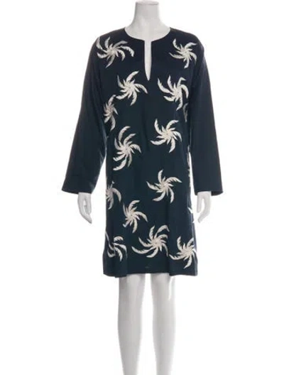 Pre-owned Dries Van Noten Printed Knee-length Dress In Blue