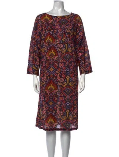 Pre-owned Dries Van Noten Printed Knee-length Dress In Blue/purple