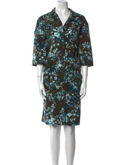 Pre-owned Dries Van Noten Printed Knee-length Dress In Green